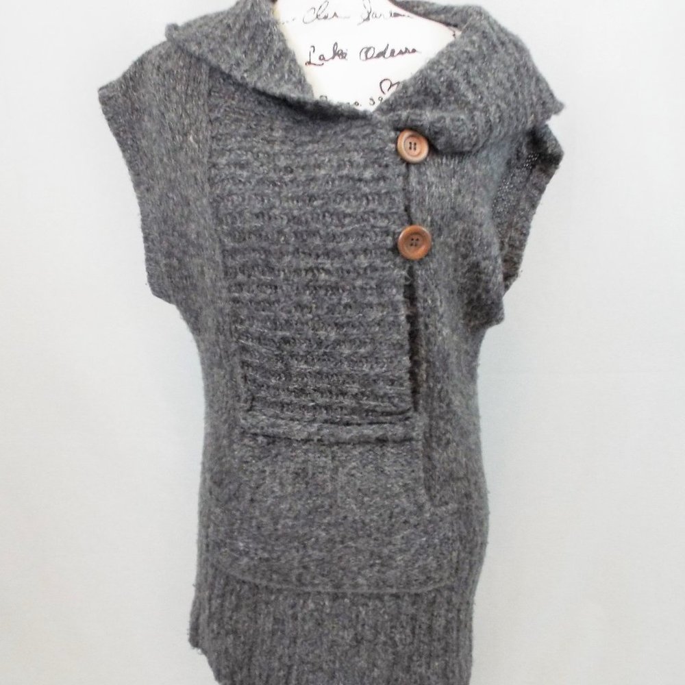 Free People Hooded Short Sleeve Grey Brown Sweater Size Small